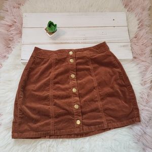 Brandy Melville brown courdaroy mini skirt small